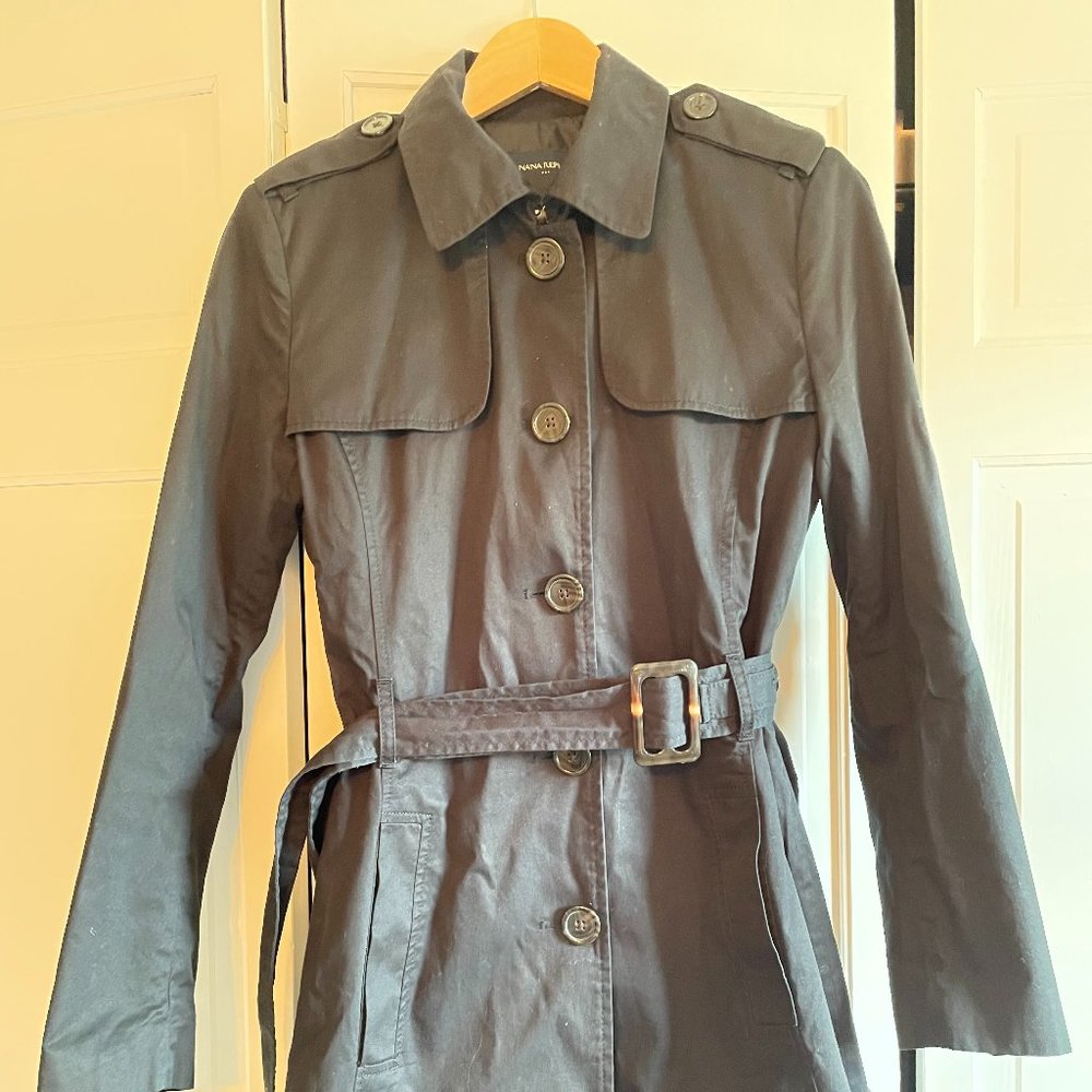 Banana Republic Black Trench Coat /Rain Jacket